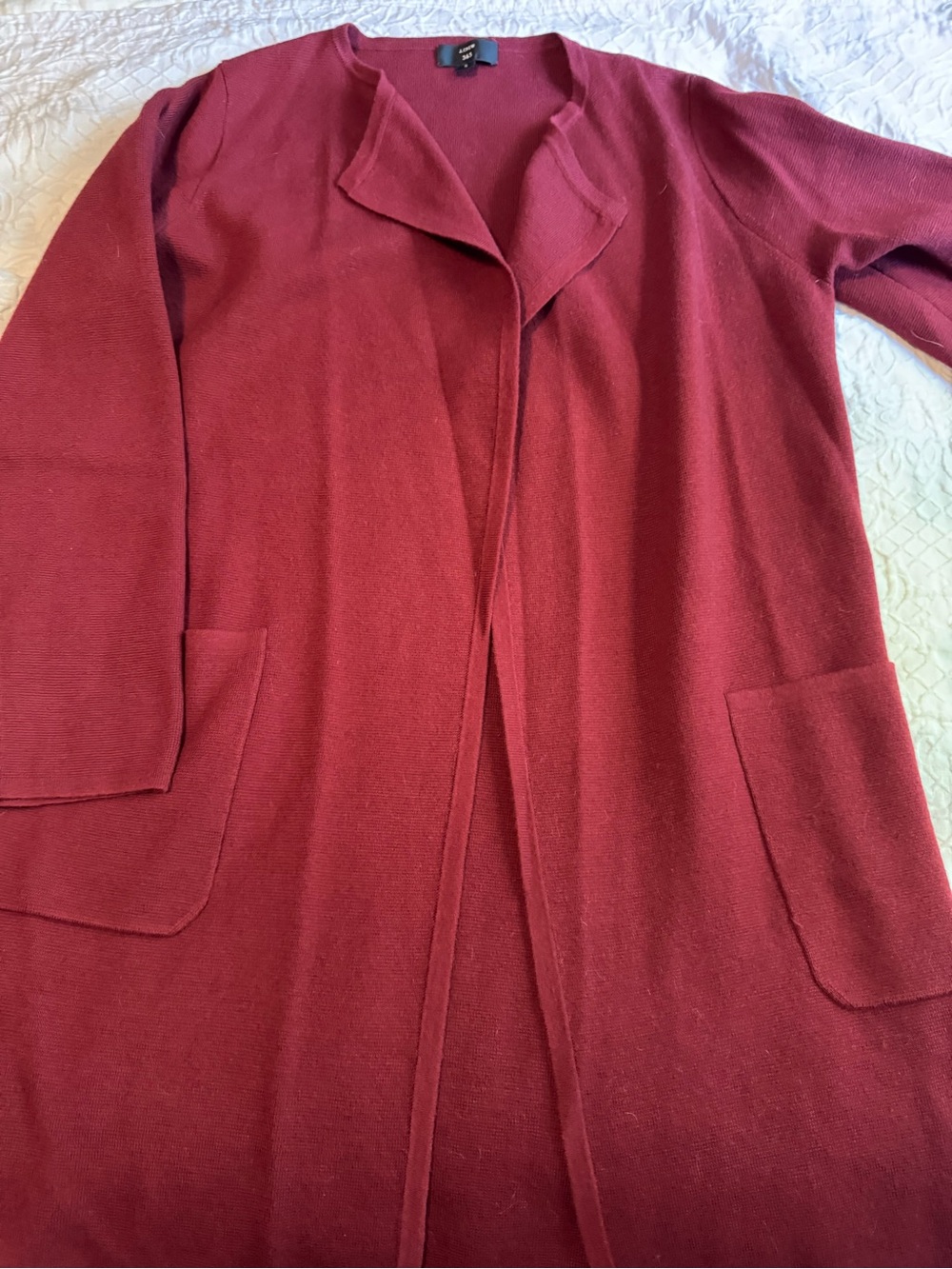 J.Crew Juliette Sweater Blazer Womens Small Burgundy Open Front Pockets J6339